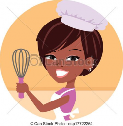 Vector - Woman Baker Chef African American - stock illustration ...