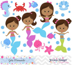 INSTANT DOWNLOAD, Mermaid Clipart and Vectors for Personal and ...