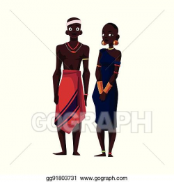 Vector Clipart - Native black aboriginal man and woman from african ...