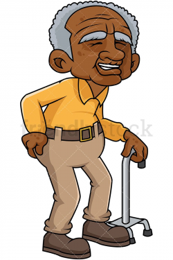 Black Old Man With Hip Pain Cartoon Vector Clipart | Hip pain