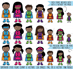 African American Superhero Stick Figure Clipart and Vectors – PinkPueblo