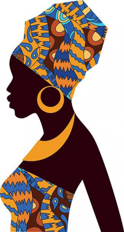 Silhouette of African girls in bright colored turban vector art ...