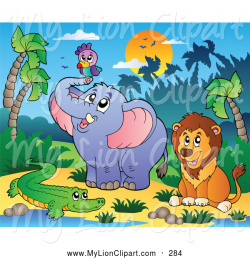 Clipart of a Trio of African Animals by a Water Hole by visekart - #284