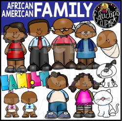 African American Family Clip Art Bundle (Color and B&W)