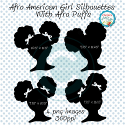 Afro Puffs Clip Art | African American Girl Silhouette ...