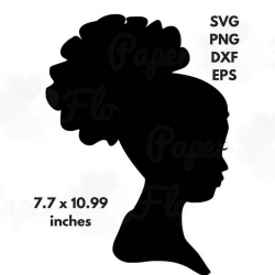 African Woman Silhouette SVG Clip Art Afro Puff Natural ...
