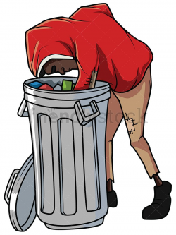 Black Man Looking For Food In Trash Vector Cartoon Clipart | Black ...