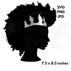afro svg silver crown clipart black woman svg black girl