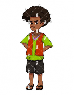 A Black Young Man With Afro Hair, Wearing Sandals | Clipart ...