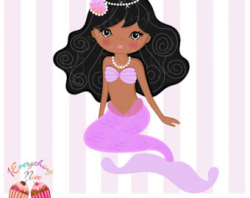 African-american Purple Mermaids Clipart Set from 1EverythingNice on ...