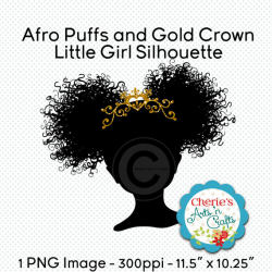 Afro Puffs & Gold Crown Girl Silhouette | Silhouettes | Clip Art ...