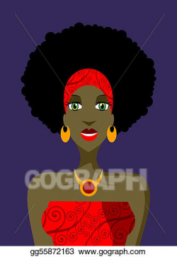 Vector Stock - Afro woman with green eyes illustration. Clipart ...