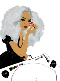 Poster of one illustration of a Black Girl with grey hair X make up ...