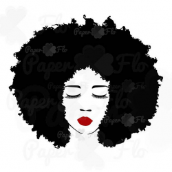 Big Afro hair SVG Eyelashes svg lips svg face clip art black