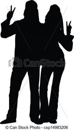 Vector - Hippie Couple Silhouette - stock illustration, royalty free ...