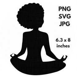Meditation svg silhouette yoga clip art afro svg files natural hair ...
