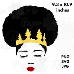 Black Queen SVG afro puff crown SVG pretty face clip art natural ...