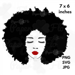 Big Afro hair SVG Eyelashes svg lips svg face clip art black natural ...