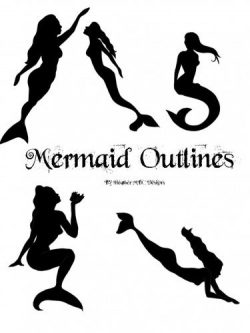 Mermaid Clip Art Black and White | Mermaid Outline Clipart Mermaid ...
