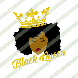 Black Queen With Crown SVG PNG Black Woman Natural Hair Afro