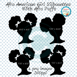 Afro Puffs Clip Art | African American Girl Silhouette | Natural ...