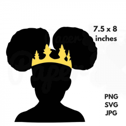 Black Princess SVG afro puffs crown svg clip art black girl african ...