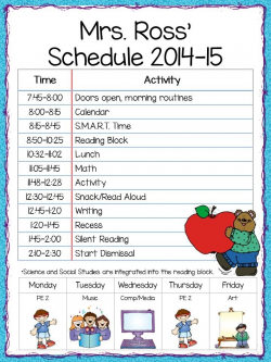 Elementary School Schedule Template | listmachinepro.com