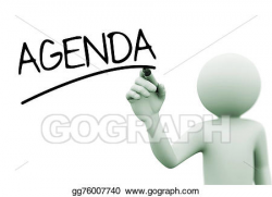 Clipart - 3d person writing agenda on transparent screen ...