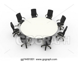Stock Illustration - 3d empty chairs table conference meeting room ...