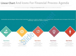 Linear Chart And Icons For Financial Progress Agenda Flat Powerpoint ...