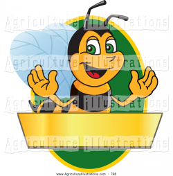 Agriculture Clipart of a Worker Bee Character over a Blank Banner on ...