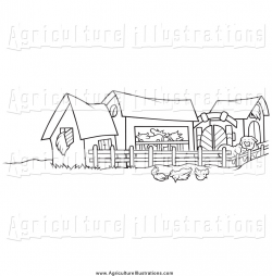 Agriculture Clipart of a Black and White Farm Yard by dero - #681