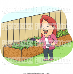 Agriculture Clipart of a Happy Red Haired White Cartoon Woman ...