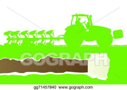 Vector Stock - Agriculture tractor plowing the land in cultivated ...