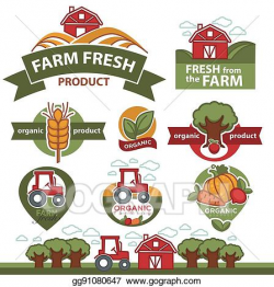 Vector Art - Labels for farm market products. Clipart Drawing ...