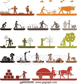 Vector Art - Set of pictogram icons presenting agricultural work and ...