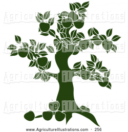 Agriculture Clipart of a Green Apple Tree Silhouette on White by ...