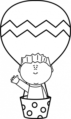 Black and White Boy in a Hot Air Balloon Clip Art - Black and White ...