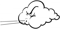 Angry cloud blowing wind vinyl sticker. Customize on line. Seasons ...