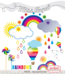 Rainbows CLIPART 23 files. Weather 6
