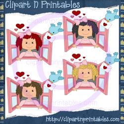 Love Is In The Air Girls Curly- #Clipart #ResellableClipart ...