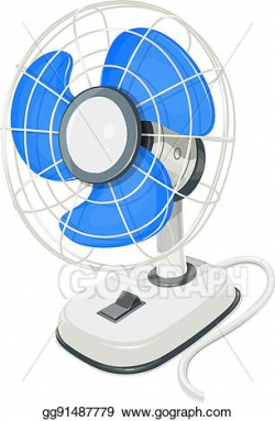 EPS Illustration - Desk air electric fan with button. Vector ...