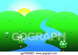Vector Art - Sun mountains trees. Clipart Drawing gg70303801 - GoGraph