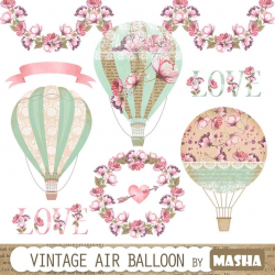 Vintage balloon clipart: 
