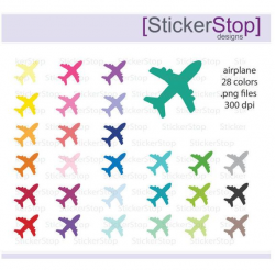 Airplane Clipart 28 colors, PNG Digital Clipart - Instant download ...