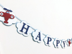 Airplane or Helicopter Birthday Banner. Airplane Party.