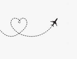 Heart Shaped Airplane Route, Airplane Clipart, Black, Heart ...