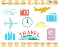 Travel icons clipart, travel clipart, scrapbook clipart ...