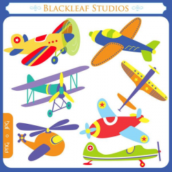 Flying High Airplanes Clipart Set Digital Download Images, Scrapbook ...