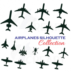 Airplane silhouette pack, airplane clipart. Eps, png, jpg, pdf, svg ...